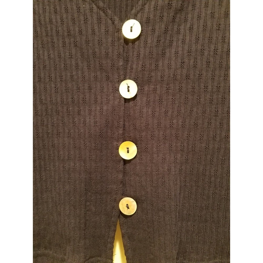 Rabbit Rabbit Rabbit Designs Blue 4-Button Crop Cardigan with Shoulder Pads 14W - Picture 3 of 6